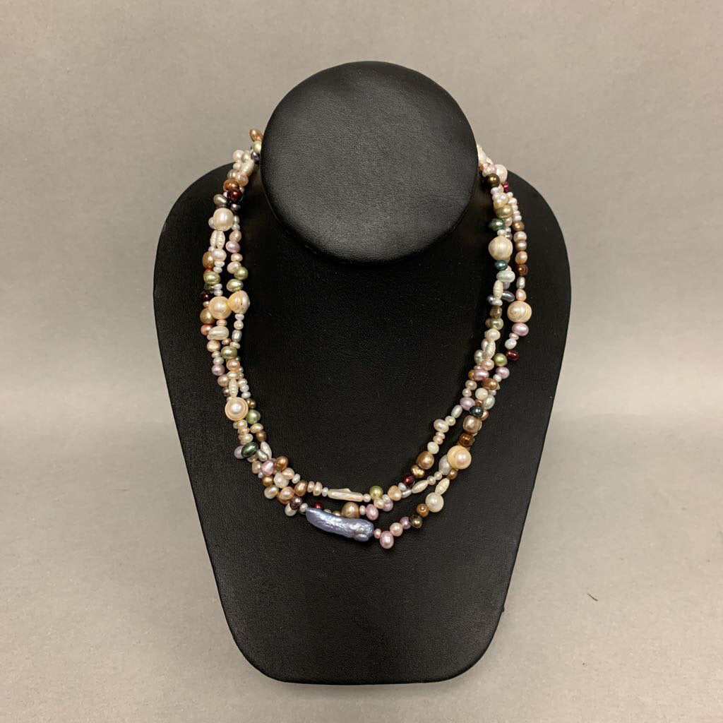 Multicolor Varieted Freshwater Pearl Layered Necklace (17