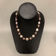 Load image into Gallery viewer, Freshwater Pearl &amp; Rose Swarovski Crystal Bead Threaded Necklace (19")
