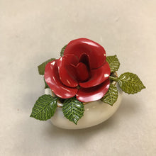 Load image into Gallery viewer, Vintage Ted Arnold Porcelain Heart with Metal Enamel Rose Flower (3&quot;)
