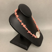 Load image into Gallery viewer, Pink Coral Freshwater Pearl Mother of Pearl Focal Bead Necklace (18&quot;)
