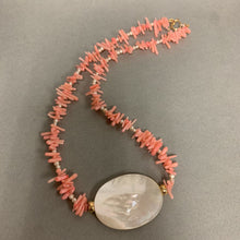 Load image into Gallery viewer, Pink Coral Freshwater Pearl Mother of Pearl Focal Bead Necklace (18&quot;)
