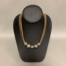 Load image into Gallery viewer, Italian Sterling Tri-tone Mesh Necklace w/ Sterling Beads (20&quot;)
