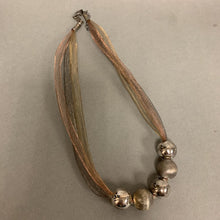Load image into Gallery viewer, Italian Sterling Tri-tone Mesh Necklace w/ Sterling Beads (20&quot;)
