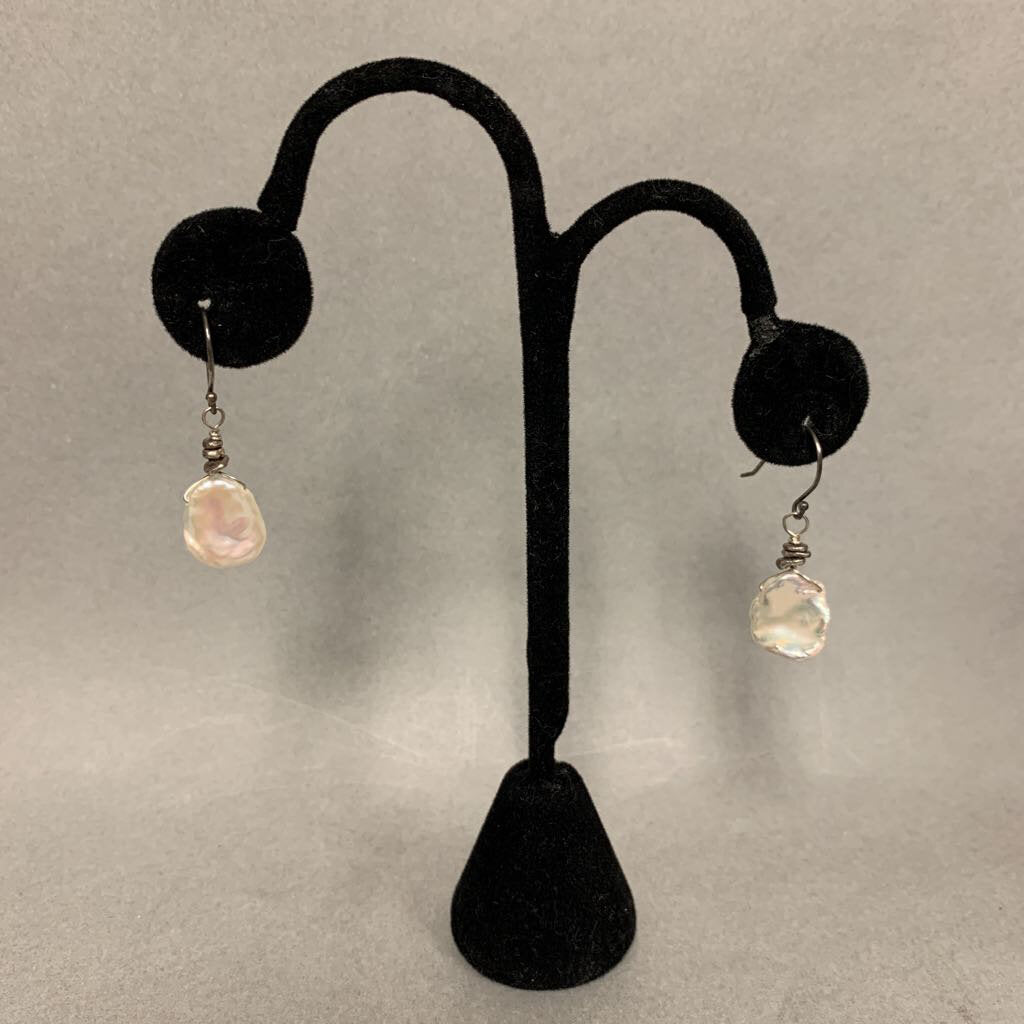 Sterling Freshwater Petal Pearl Dangle Earrings