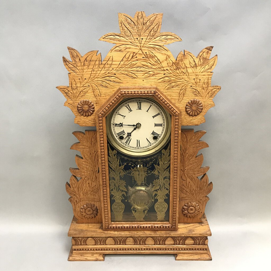 William Gilbert Laurel Oak Shelf Clock (24