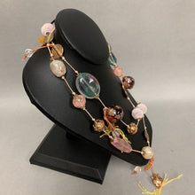 Load image into Gallery viewer, David Aubrey Mixed Resin Art Glass Bronze &amp; Textile Beaded Necklace (38&quot;)
