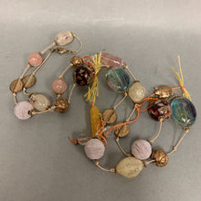 Load image into Gallery viewer, David Aubrey Mixed Resin Art Glass Bronze &amp; Textile Beaded Necklace (38&quot;)
