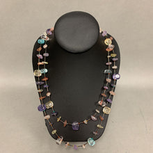 Load image into Gallery viewer, Sterling Multicolor Quartz &amp; Glass Beaded Station Necklace (48&quot;)
