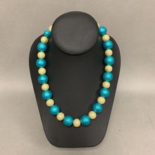 Load image into Gallery viewer, Teal &amp; Gold Metallic Chunky Beaded Necklace (19&quot;)
