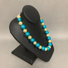 Load image into Gallery viewer, Teal &amp; Gold Metallic Chunky Beaded Necklace (19&quot;)
