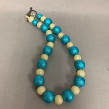 Load image into Gallery viewer, Teal &amp; Gold Metallic Chunky Beaded Necklace (19&quot;)
