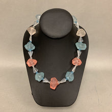 Load image into Gallery viewer, Pastel Frosted Resin Chunk Glass Bead Sterling Accent Necklace (18&quot;)
