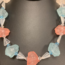 Load image into Gallery viewer, Pastel Frosted Resin Chunk Glass Bead Sterling Accent Necklace (18&quot;)
