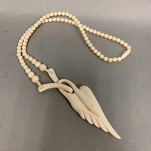 Load image into Gallery viewer, Vintage Carved Bone Swan Beaded Necklace (24&quot;)
