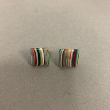 Load image into Gallery viewer, Sobral Multicolor Resin Stripe Stud Earrings Signed (0.5&quot;)
