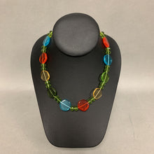 Load image into Gallery viewer, Red Green Blue &amp; Yellow Glass Bead w/ Sterling Accent Necklace (17&quot;)
