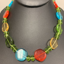 Load image into Gallery viewer, Red Green Blue &amp; Yellow Glass Bead w/ Sterling Accent Necklace (17&quot;)
