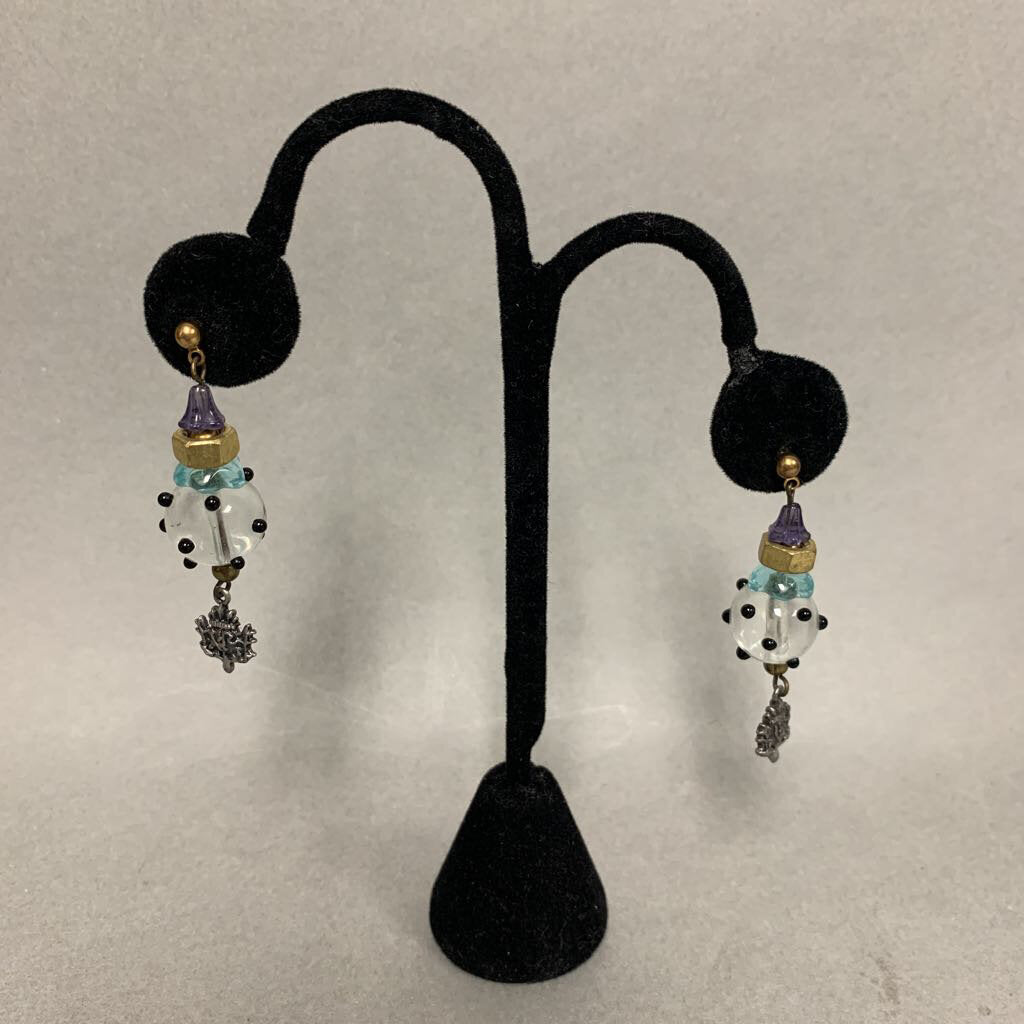 Czech Glass Lampwork Beaded Assemblage Earrings (2