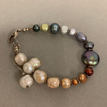 Load image into Gallery viewer, Freshwater Pearl Multicolor Gradient Sterling Bracelet (9&quot;)
