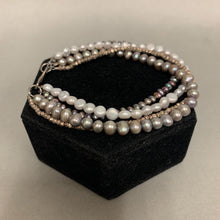 Load image into Gallery viewer, Gray Freshwater Pearl &amp; Silver Bead Layered Bracelet (8.5&quot;)
