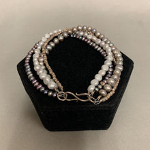 Load image into Gallery viewer, Gray Freshwater Pearl &amp; Silver Bead Layered Bracelet (8.5&quot;)
