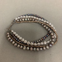 Load image into Gallery viewer, Gray Freshwater Pearl &amp; Silver Bead Layered Bracelet (8.5&quot;)
