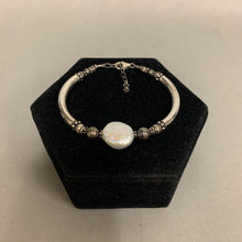 Load image into Gallery viewer, Sterling Bracelet w/ Focal Coin Freshwater Pearl (7.5&quot;)
