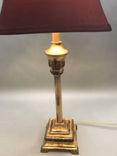 Load image into Gallery viewer, Gold Resin Table Lamp with Maroon Shade (27&quot;)(2 Available)
