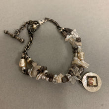 Load image into Gallery viewer, Antiqued Silver Freshwater Pearl Assemblage Bracelet (8&quot;)
