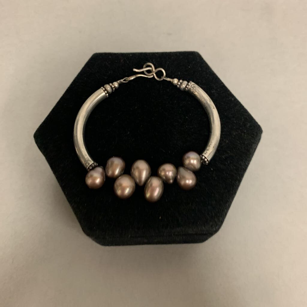 Sterling Bracelet w/ Gray Freshwater Pearls (6.5