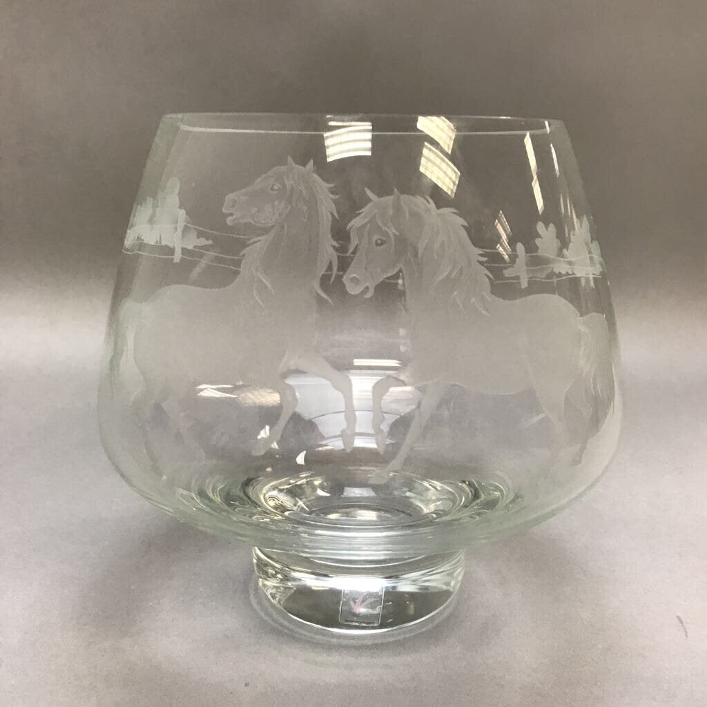 Caithness Glass Vase with Etched Horses (7