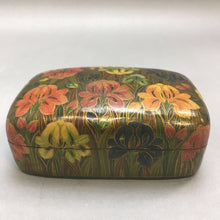 Load image into Gallery viewer, Vintage Lacquer Kashmir Hand Painted Paper Mache Trinket Box Made in India (2x6x6)
