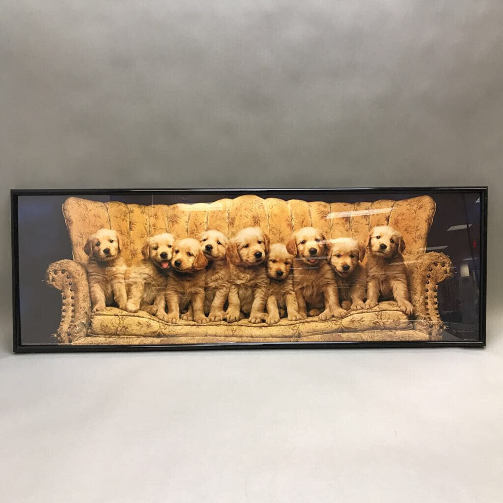 Framed Print - Golden Retriever Puppies (12.5x36.5)