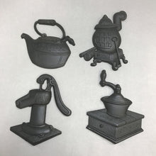 Load image into Gallery viewer, Vintage Sexton Black Cast Metal Wall Hangings Decor Set Of 4 Farmhouse Kitchen
