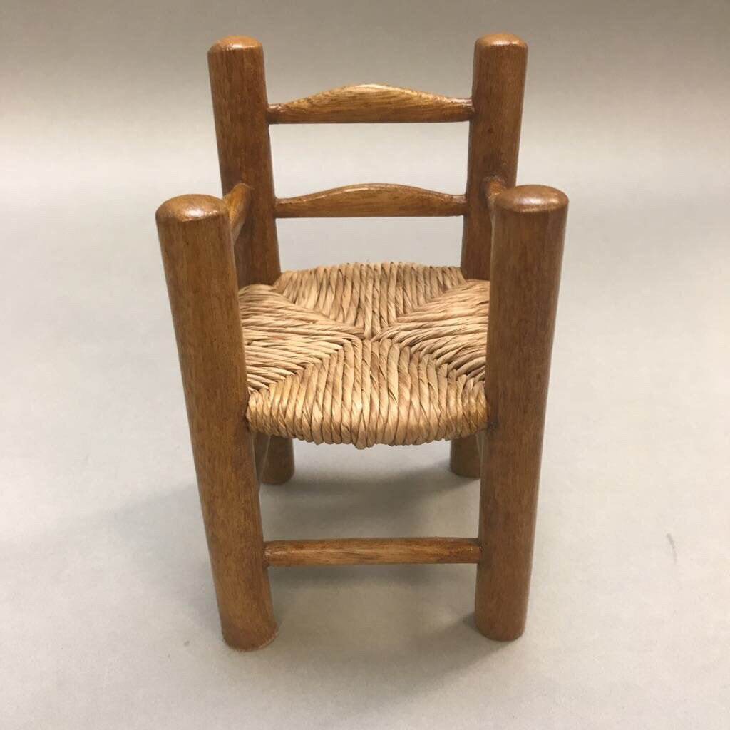 Wood & Wicker Doll Chair (6