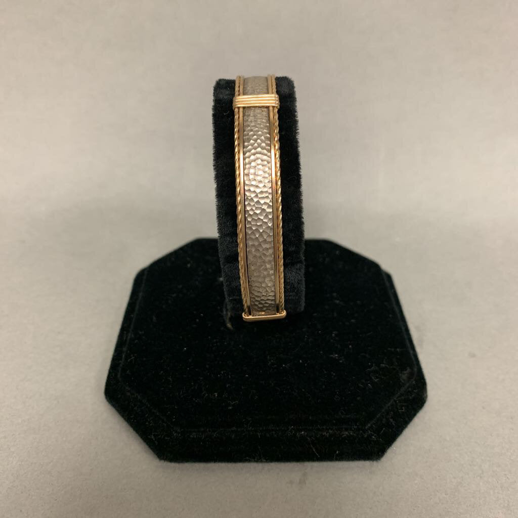 Artisan Made 10K Gold Hammered Sterling Bracelet (10.4g)