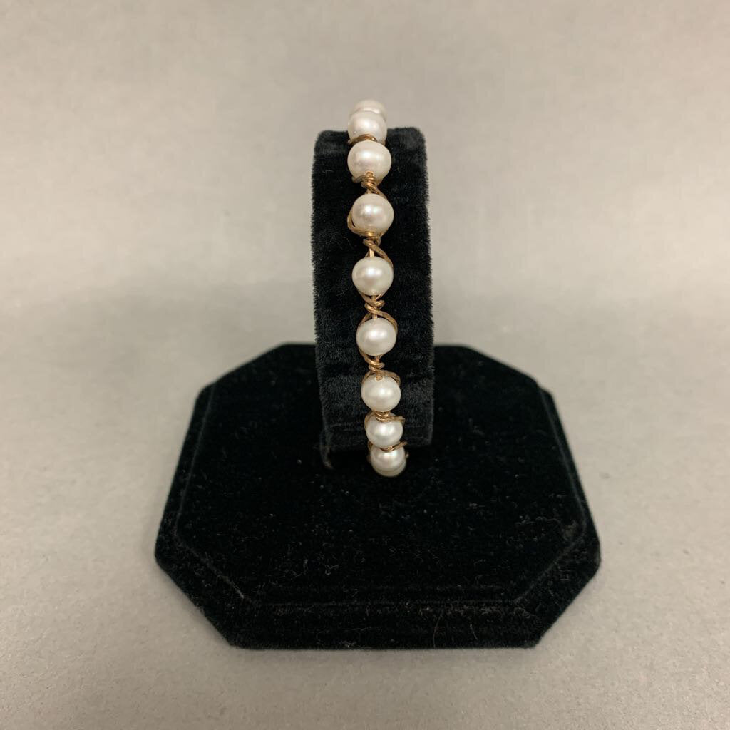 Artisan Made 10K Gold Pearl Bracelet (8.4g)