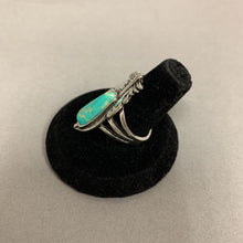 Load image into Gallery viewer, Mooncalf Handmade Faux Turquoise Silver Tone Feather Ring sz 7
