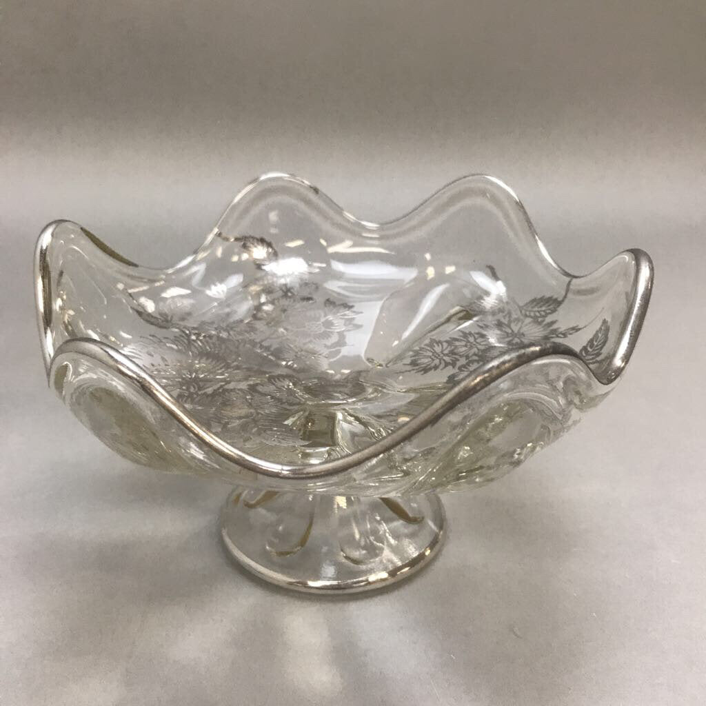 Vintage Flanders Silver City Footed Glass Bowl (4x7)