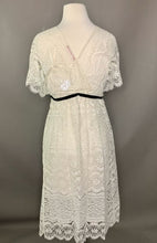 Load image into Gallery viewer, Velvet Cream Lace Ribbon Belt Dress As-Is (sz S)
