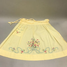 Load image into Gallery viewer, Vintage Yellow Cotton Apron Embroidered Flowers (21&quot;L)
