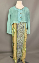 Load image into Gallery viewer, URU Blue &amp; Brown Print Silk Maxi Dress w/ Cropped Button Top (One Size)
