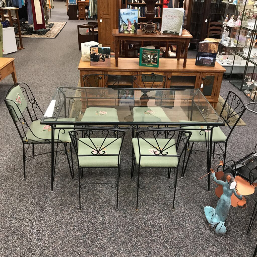 Rothfuss Metal / Glass Table (29x60x32) w/ 6 Chairs