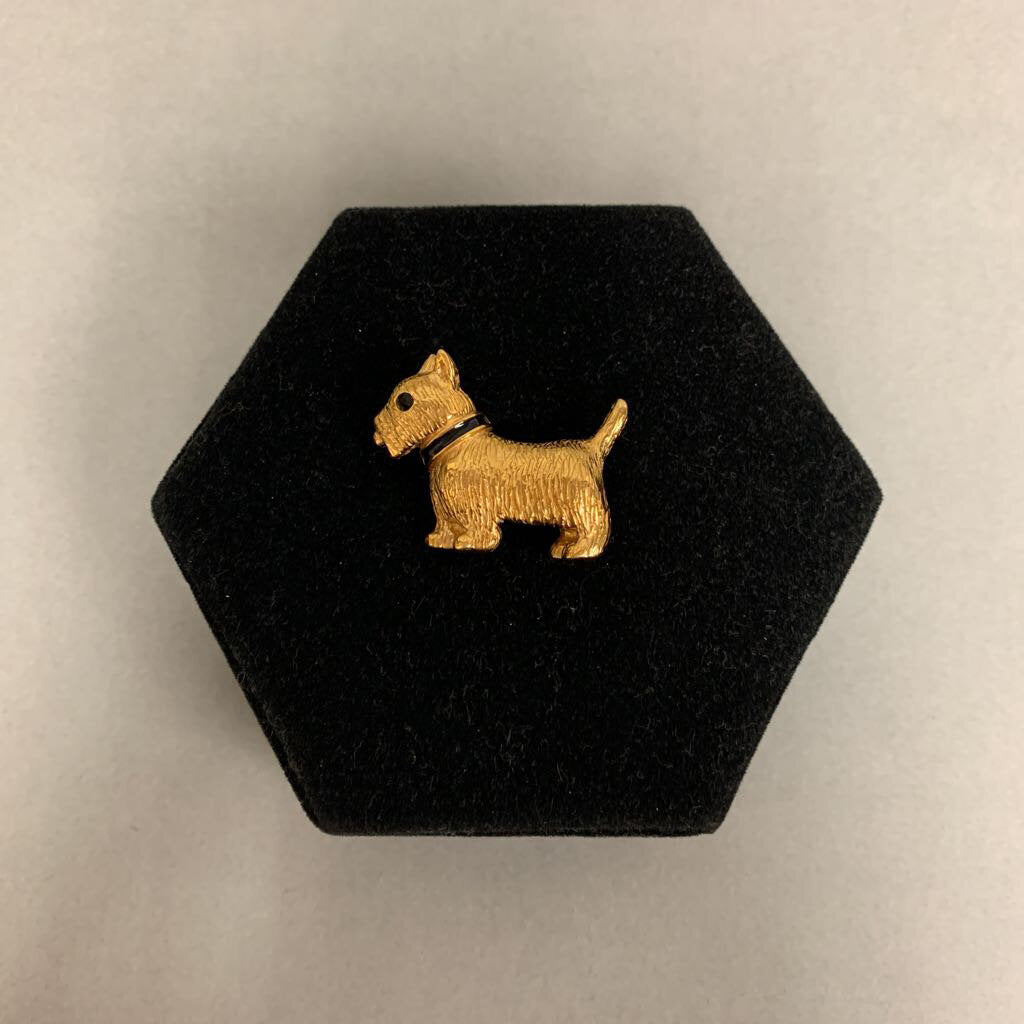 Vintage Krementz Goldtone Scottie Dog Brooch Pin (1.5