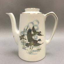 Load image into Gallery viewer, Alfred Meakin Go-White Ironstone Coffeepot Ducks Marshland (7&quot;)
