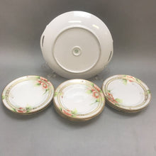 Load image into Gallery viewer, Nippon Peach Flowers Gold Platter with 10 Dessert Plates (9&quot; - 6&quot;)
