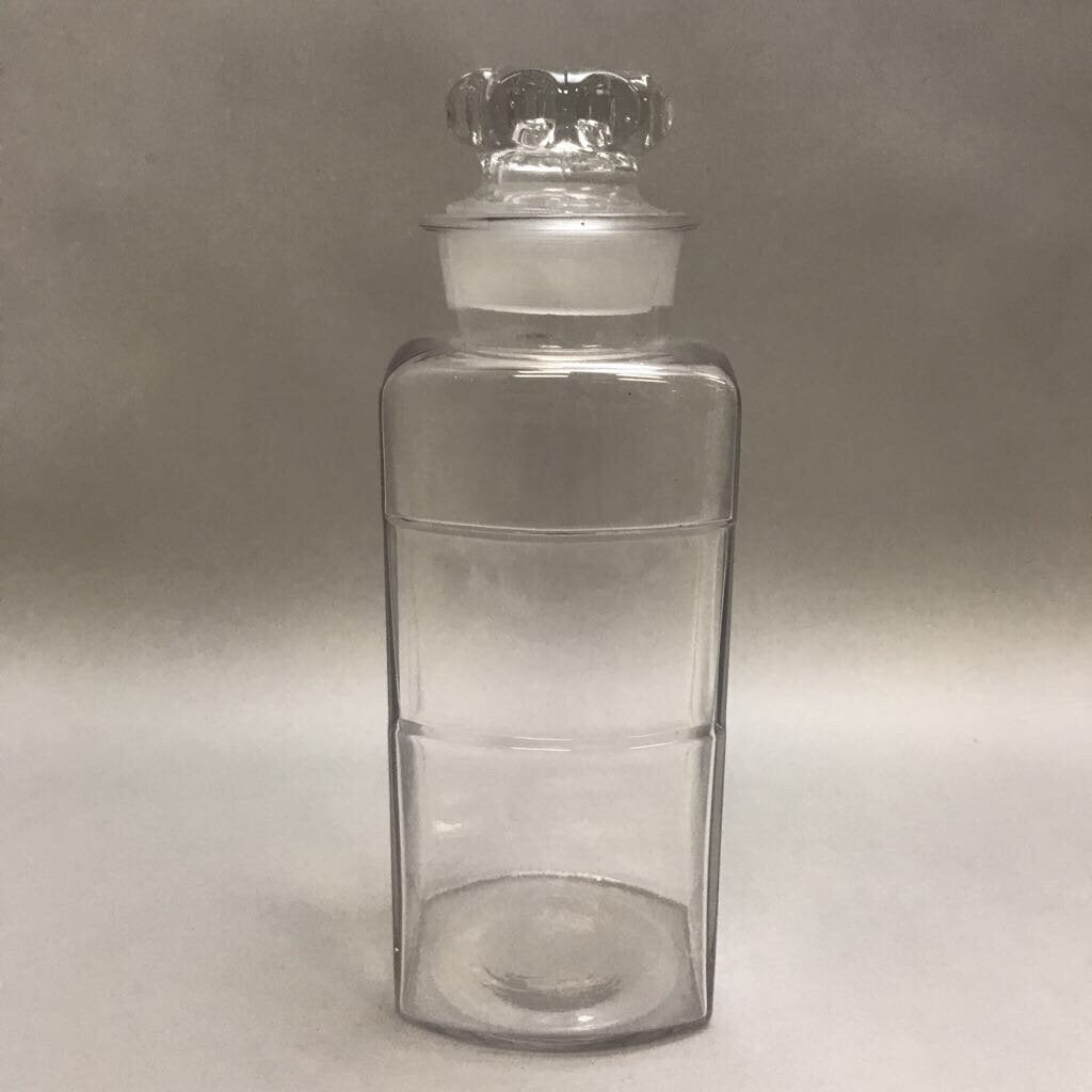 Vintage Drug Store Apothecary Candy Jar Clear Glass w/ Lid (9