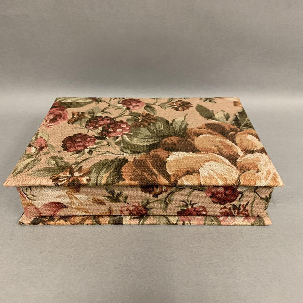 Vintage Floral Fabric Jewelry Box (2x9x7