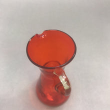 Load image into Gallery viewer, Red Crackle Glass Pitcher with Amber Handle (4&quot;)
