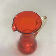 Load image into Gallery viewer, Red Crackle Glass Pitcher with Amber Handle (4&quot;)
